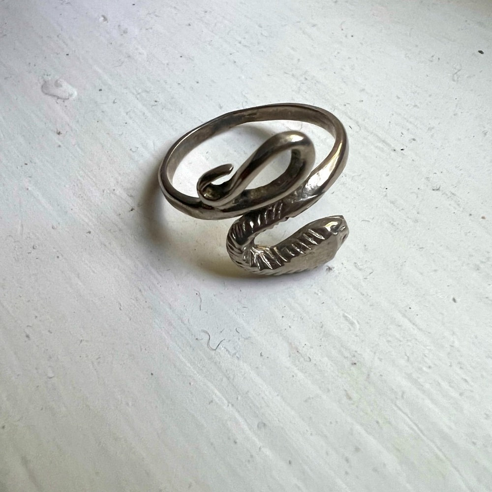 Vintage stainless steel wrap around snake ring